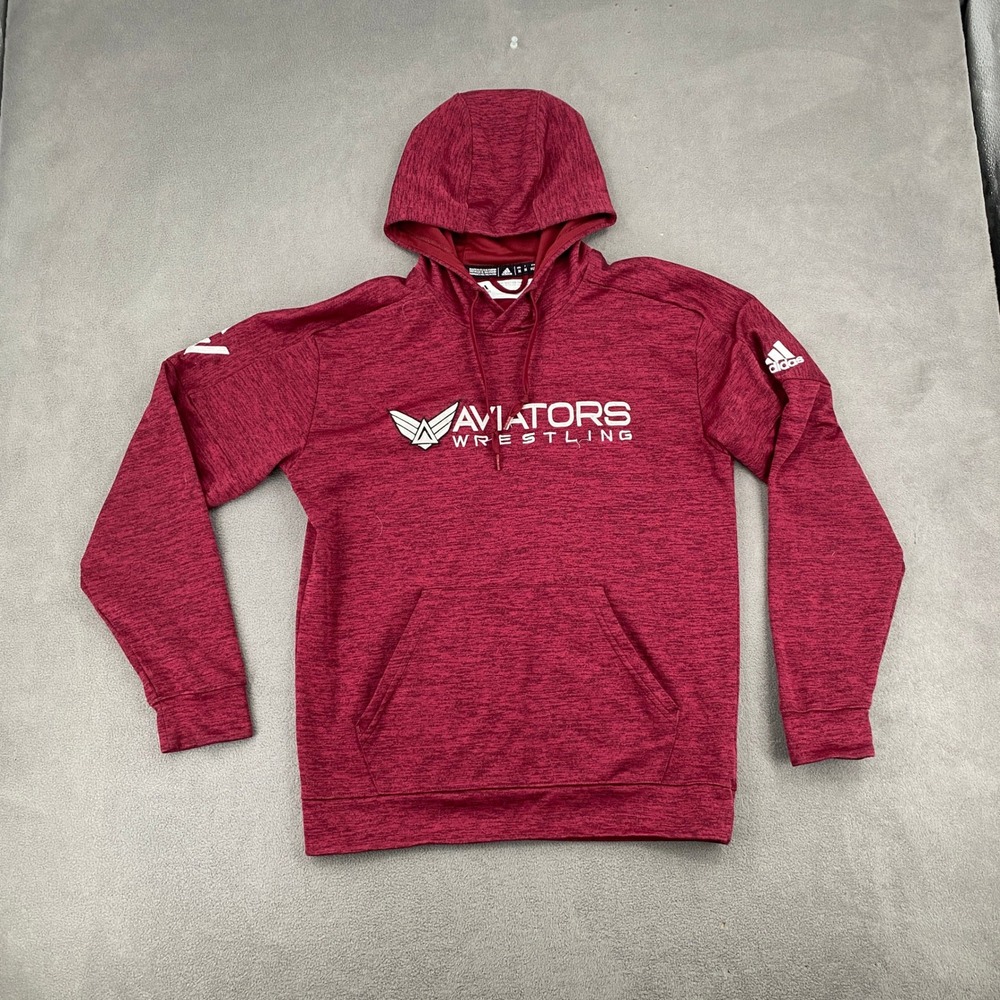 Adidas Aviators Wrestling Climawarm Hoodie Mens Medium Maroon Sweatshirt